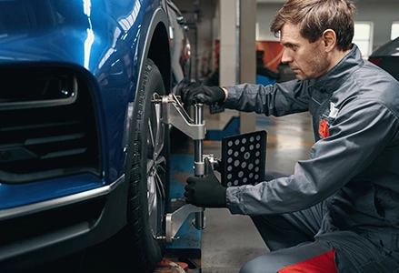 Auto body work being performed at Network Auto Body shop in Los Angeles.